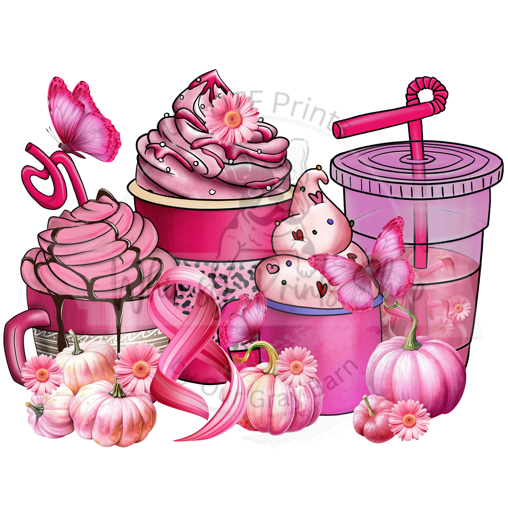 a drawing of a pink cupcake surrounded by other cupcakes