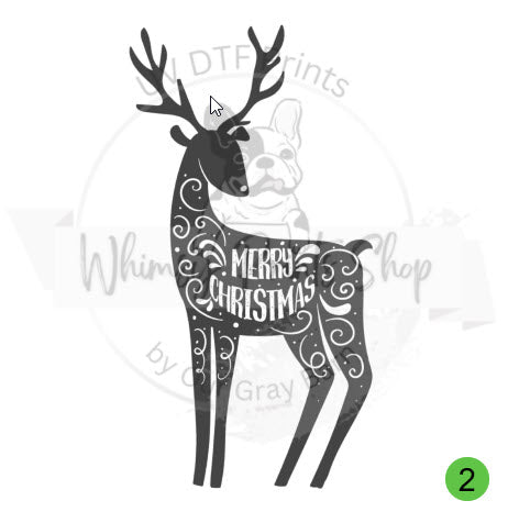 a black and white reindeer with a merry christmas sign