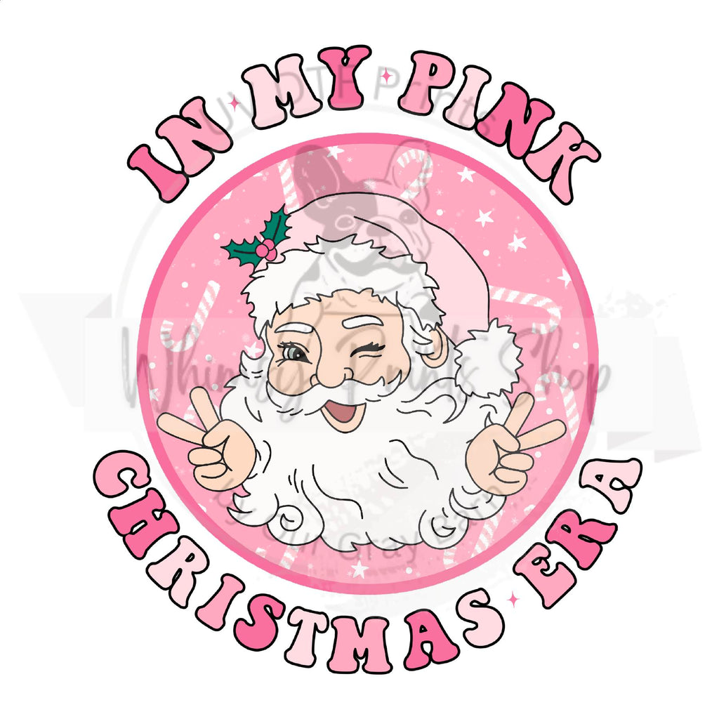 a pink christmas shirt with a santa clause on it